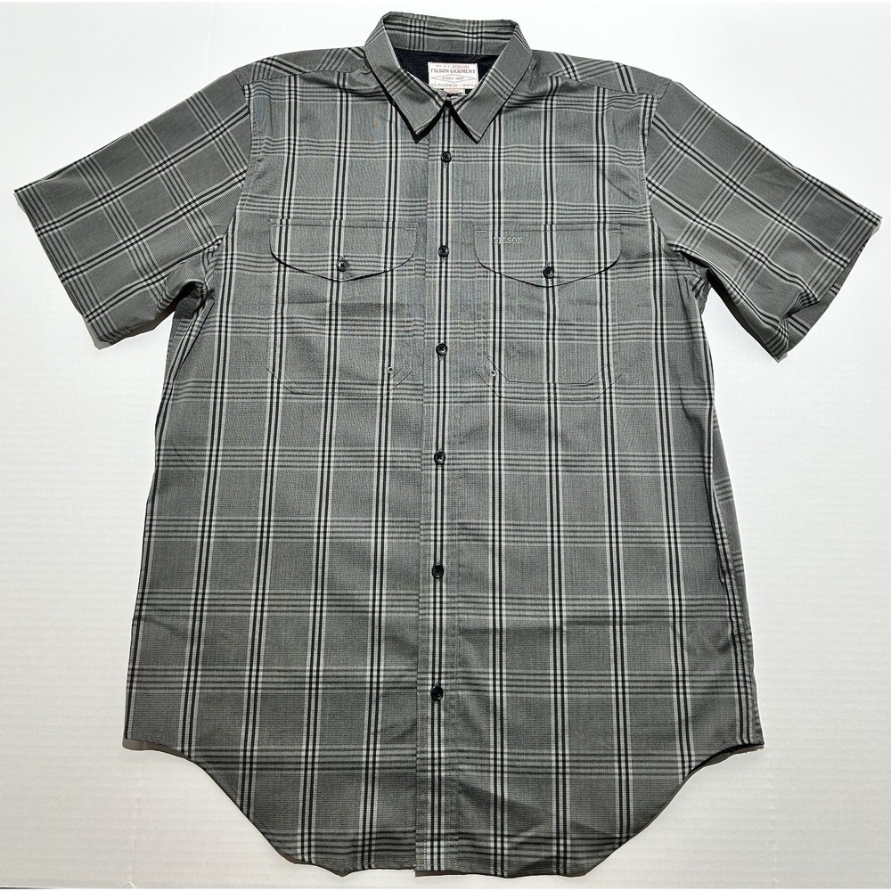 Filson Shirt Mens Size Medium Gray Twin Lakes Short Sleeve Vented Sports Shirt